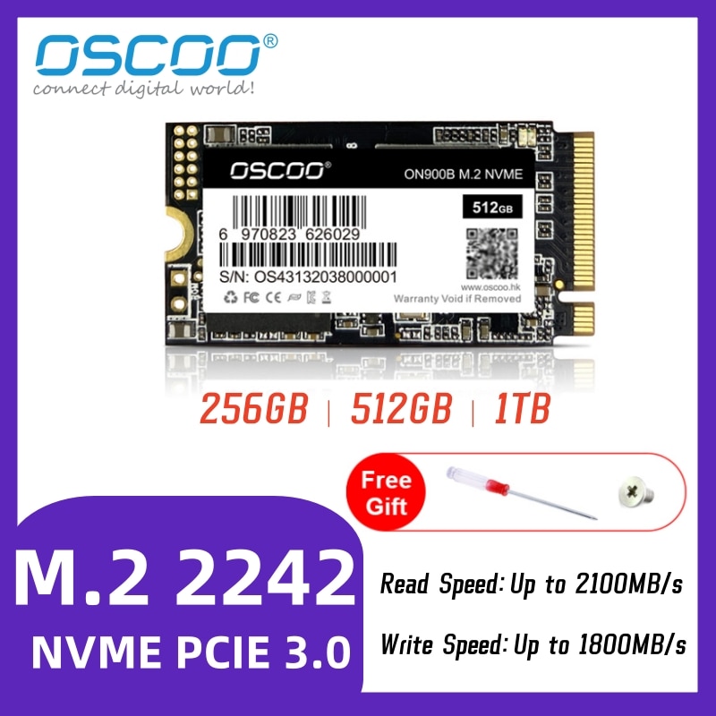 OSCOO 노트북 데스크탑용 내부 솔리드 스테이트 드라이브, M.2 NVMe PCIe 3.0 SSD, 1TB SATA, M.2 2242, 2100 MB/s 하드 드라이브